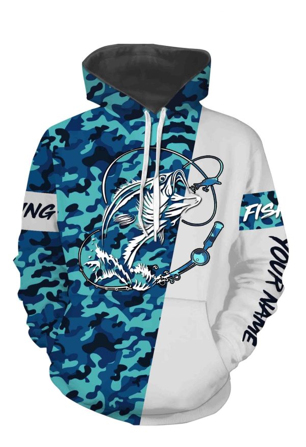 Bass Fishing Sea Camo Custom Name Full Printing Shirts Personalized Gift ND